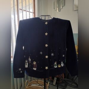 Snowman Embroidered Cardigan